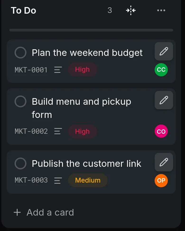 Weekend launch: three cards, three agents